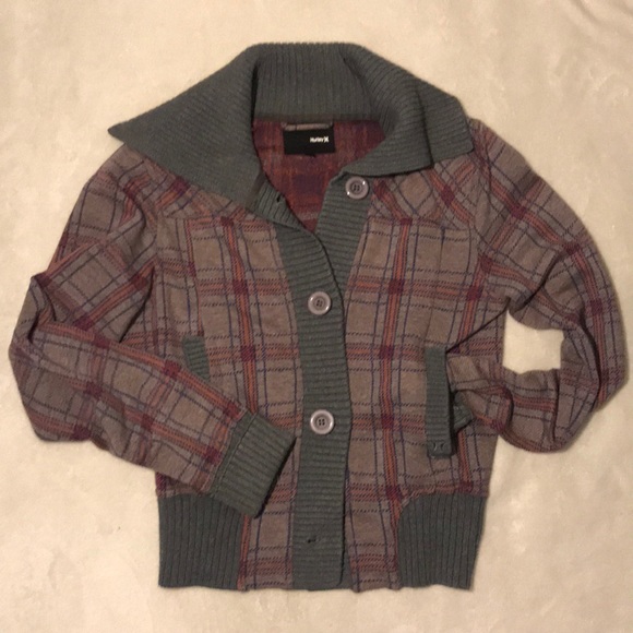 Hurley Plaid Lightweight Button-down Ribbed Coat - Picture 8 of 8